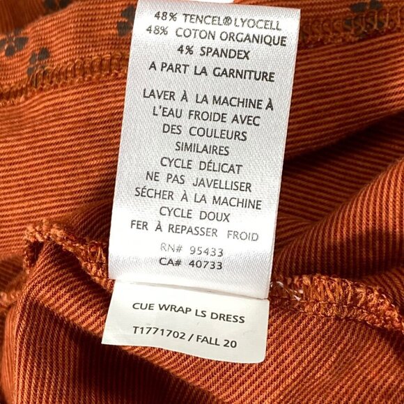 Toad & Co Cue Wrap Dress Womens S Rust Ditsy Floral LS Pocket Stretch Slub Midi - Picture 10 of 10